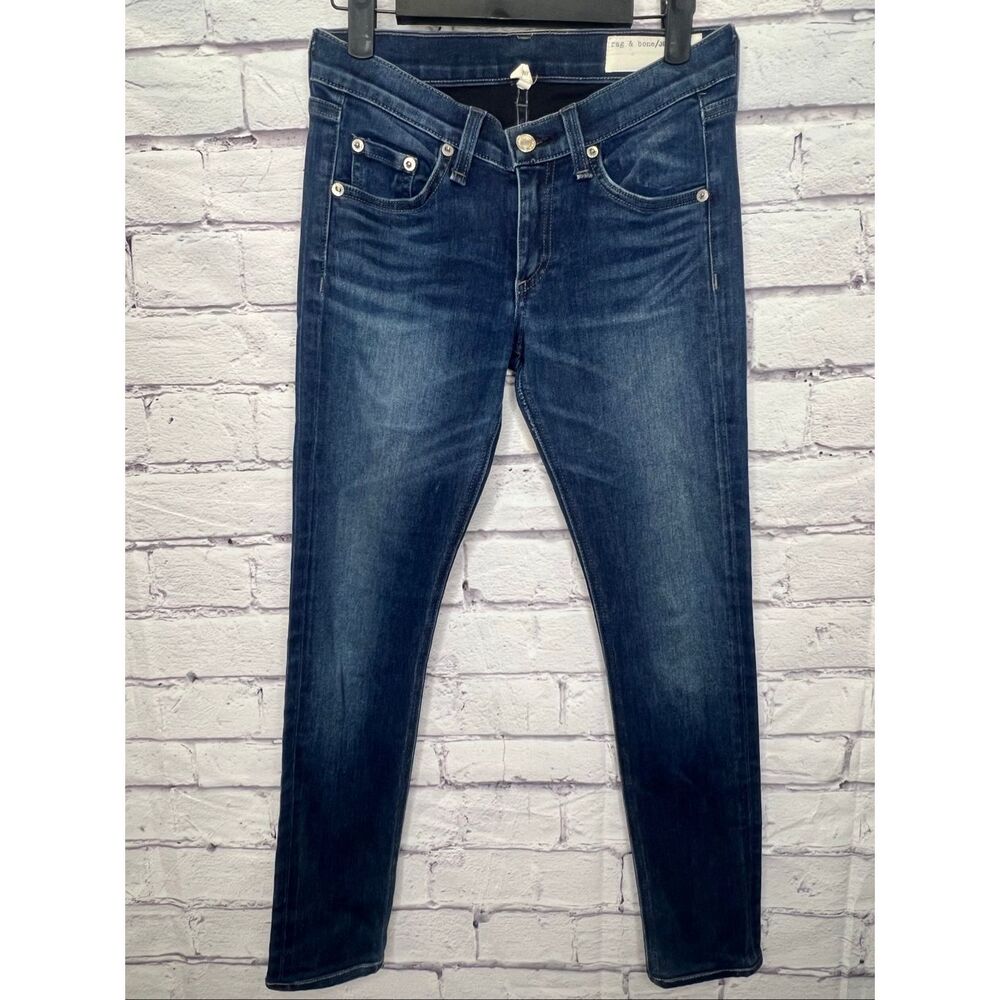 Rag & Bone Womens Blue Saxby Denim Mid-Rise Skinny Jeans Medium Wash Size 25